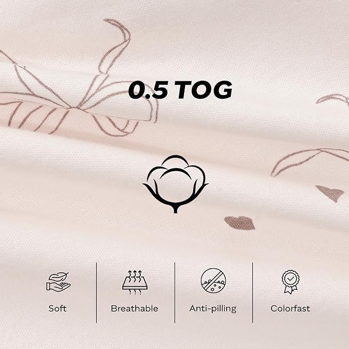 JELLYMONI Baby Sleep Sack 0-6 Months, 100% Cotton 3 Pack 0.5 TOG Baby Wearable Blanket Infant Sleep Sack with 2-Way Zipper Newborn Sleep Sacks-BubblyBeeBaby