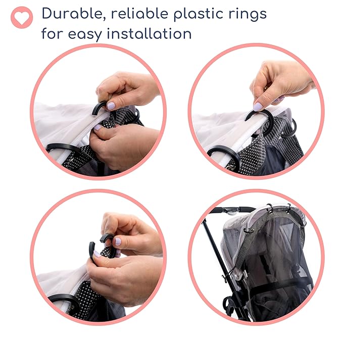 Stroller Sun Shade - Universal UV Protection Cover for Strollers Sunshade with See Through, Clip-On Sun Blocker, Sun Shield for Baby, Breathable Adjustable Fit, Full Coverage, Large-BubblyBeeBaby