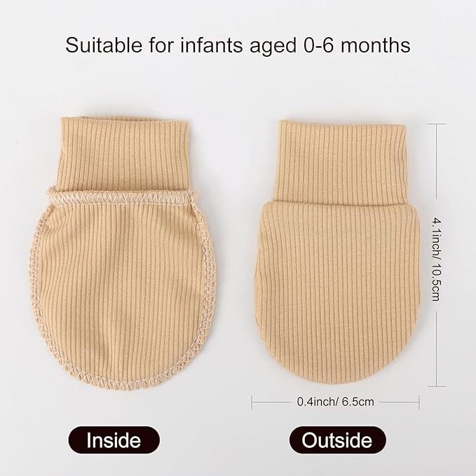 BQUBO 6 Pairs Newborn Baby Boys Girls Mittens 0-6 Months Unisex-Baby Infant Mittens Elastic No Scratch Wrist Gloves-BubblyBeeBaby