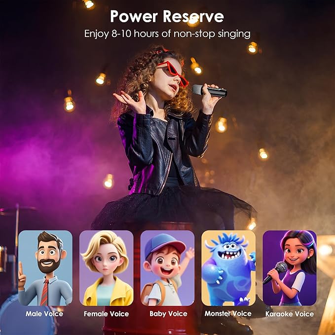 Karaoke Machine,Karaoke Machine with Lyrics Display,Portable Bluetooth 5.3 Karaoke Speaker with Upgraded Dual Speakers for Kids and Adults,with White Noise and Night Light Function (Black)-BubblyBeeBaby