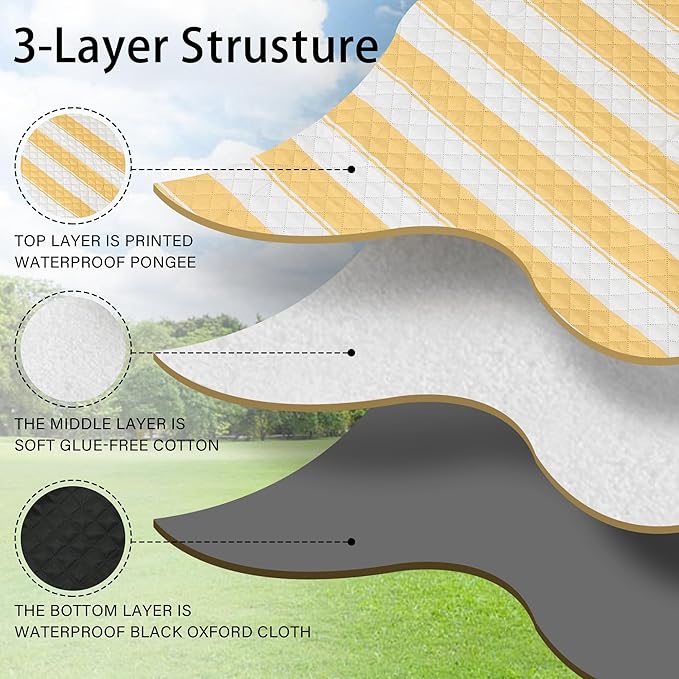 HX&OD Extra Large Picnic Outdoor Blanket, 80”x80” Waterproof Picnic Mat Foldable Camping Blanket Portable with Carry Strap for Beach Mat Outdoor Camping Party(Yellow)-BubblyBeeBaby