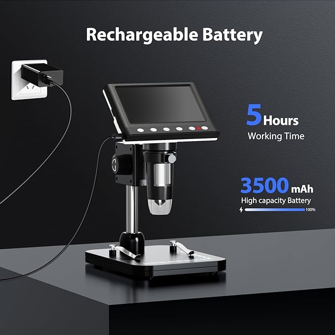 Hayve 4.3'' IPS Coin Microscope, 1000X Magnification Digital Microscope for Adults，Coin Collection Supplies with 8 Adjustable LEDs，Windows Compatible，32GB TF Card-BubblyBeeBaby