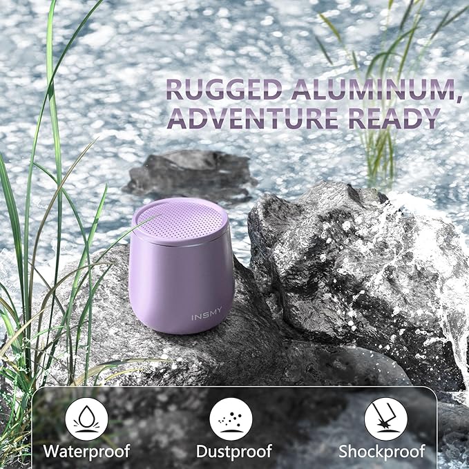 INSMY C17-MAX, Waterproof Small Bluetooth Speaker, Rich Audio, Pairing, Portable, Handheld, Purple-BubblyBeeBaby