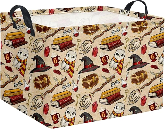 HIYAGON Rectangular Halloween Basket for Boys and Girls Kids Trick or Treat Pumpkin Basket for Halloween Parties Cute Storage Bin Organizer Box Room Decor(Magic)-BubblyBeeBaby