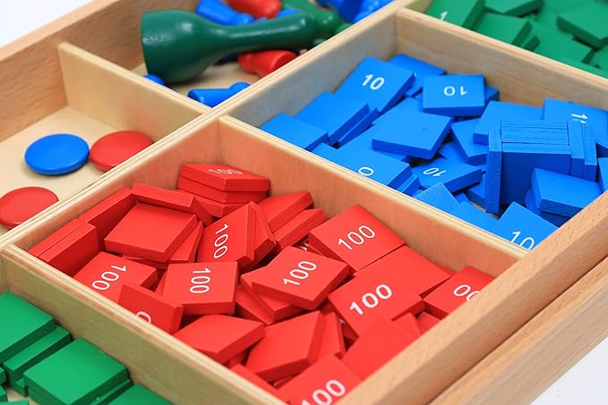 Adena Montessori Stamp Game,Montessori Wooden Math Materials Counting Toy, Early Development Wooden Math School Teaching Aids,Sensorial Educational Tools Preschool Early Learning Toys for Kids-BubblyBeeBaby