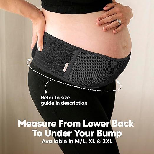 KeaBabies Maternity Belly Bands for Pregnant Women - Soft & Breathable Pregnancy Belly Support Band, Adjustable Maternity Belt for Back, Pelvic Support, Comfortable, Easy to Use (Midnight Black, 2XL)-BubblyBeeBaby