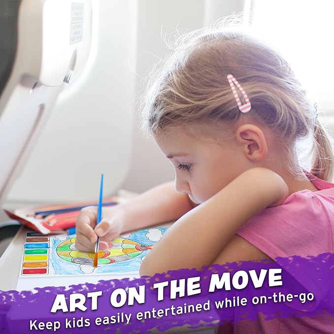 Imagination Works® Paint with Water Books for Kids, 3 Pack | Watercolor Coloring Book Set for Toddler Activities | Spillproof Kids Paint Palettes on Each Page (Jungle, Vehicles, Woodland)-BubblyBeeBaby