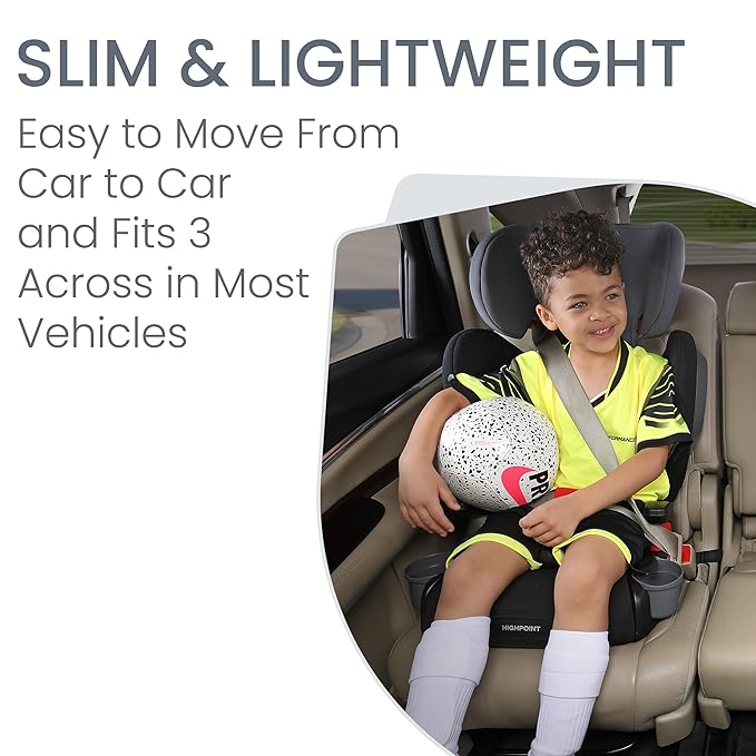 Britax Highpoint Backless Belt-Positioning Booster Seat, SafeWash Black Ombre-BubblyBeeBaby