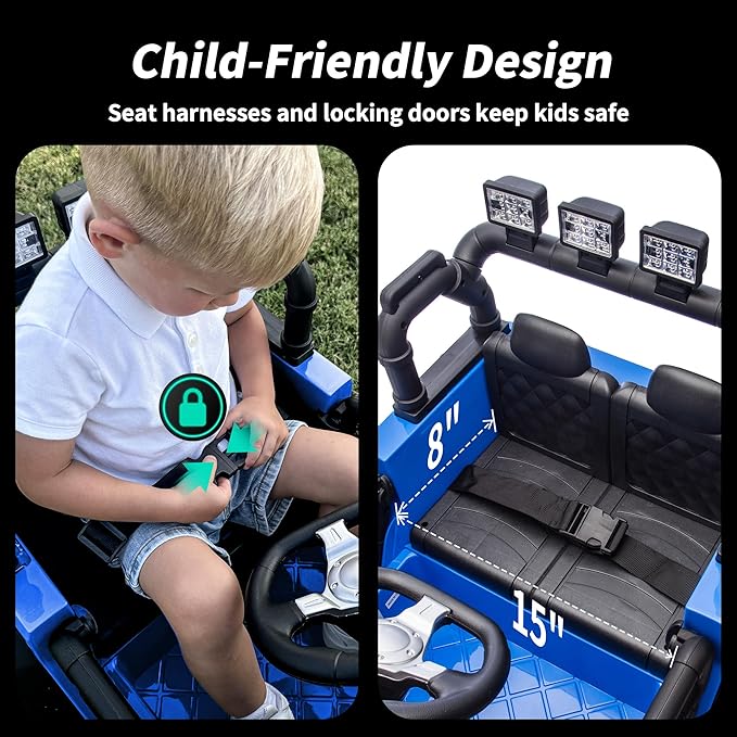 12V Kids Ride on Car Truck, Kids Electric Vehicles Car Ride on Toy for Toddlers with Remote Control - Blue-BubblyBeeBaby