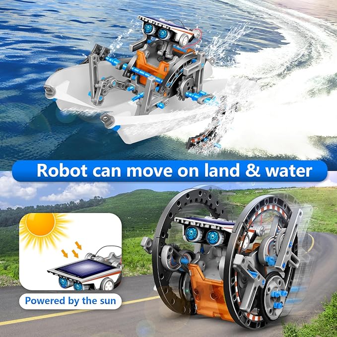 13-in-1 Solar Robot Toys for Ages 8 9 10 11 12 Year Old Boys Girls, STEM Science Kits for Kids Age 8-12, Building Experiments Robotics Kit STEM Projects for Kid Christmas Birthday Gifts (Gray)-BubblyBeeBaby
