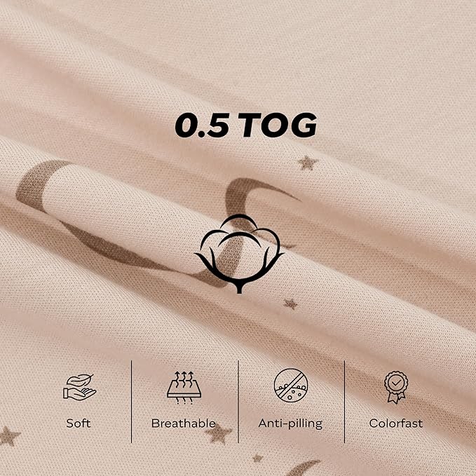 JELLYMONI Baby Sleep Sack 0-6 Months, 100% Cotton 3 Pack 0.5 TOG Baby Wearable Blanket Infant Sleep Sack with 2-Way Zipper Newborn Sleep Sacks-BubblyBeeBaby
