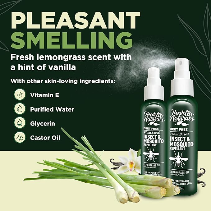 Insect & Mosquito Repellent, DEET-Free Naturally Derived Formula, Kid and Pet Friendly, Made in The USA, 4 Ounce Spray Bottle-BubblyBeeBaby