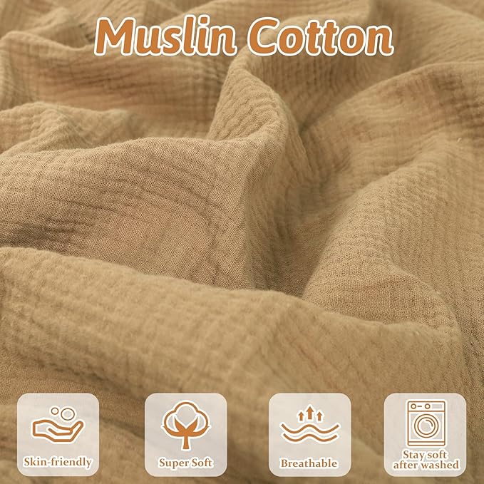 Hooyax Muslin Baby Lounger Cover 1 Pack, 100% Cotton Soft & Breathable Infant Lounger Covers Only for Newborn (Brown)-BubblyBeeBaby