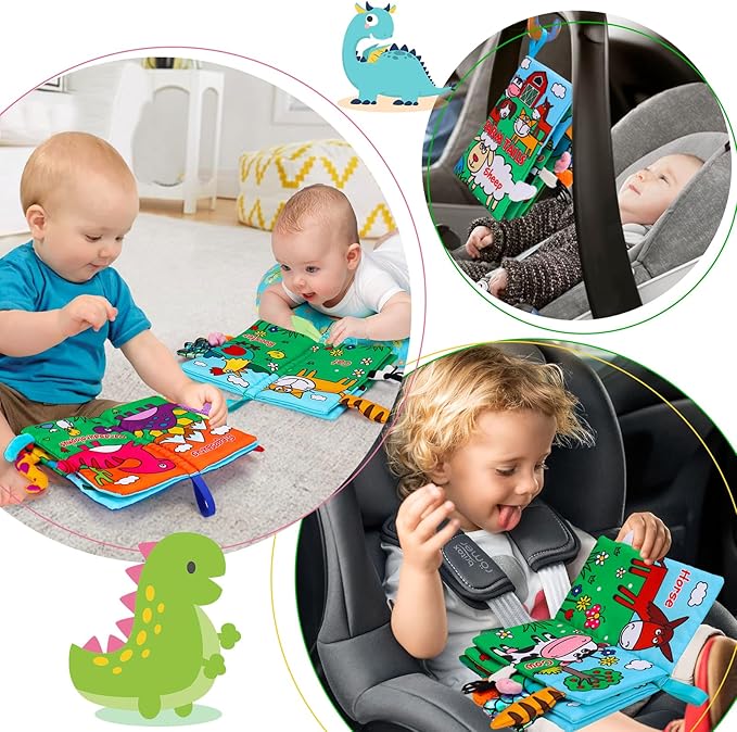 2 PCS High Contrast Crinkle Baby Books 0-6 Months Interactive Sensory Baby Toys 9-12 Month Montessori Activities Touch Feel Infant Book 0-3-6 Month Car Seat Travel Essentials Newborn Development Gift-BubblyBeeBaby