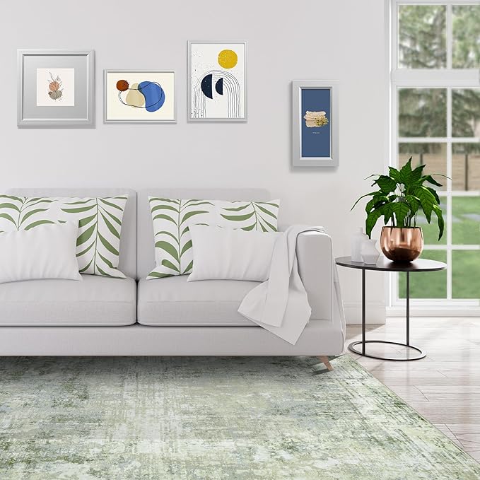 10x14 Area Rugs Large Living Room Rug Washable: Modern Abstract Rug Indoor Modern Carpet Non Slip for Dining Room Bedroom Nursery Home Office Green-BubblyBeeBaby