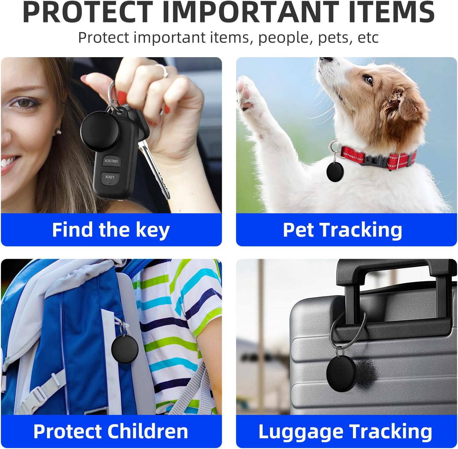 Air Tracker Tags-2 Pack Tracker Tag Work with Apple Find My (iOS 14.6 Above Only) Smart Tag Item Finders for Key, Luggage, Backpack，etc.(Black, 2 Pack)