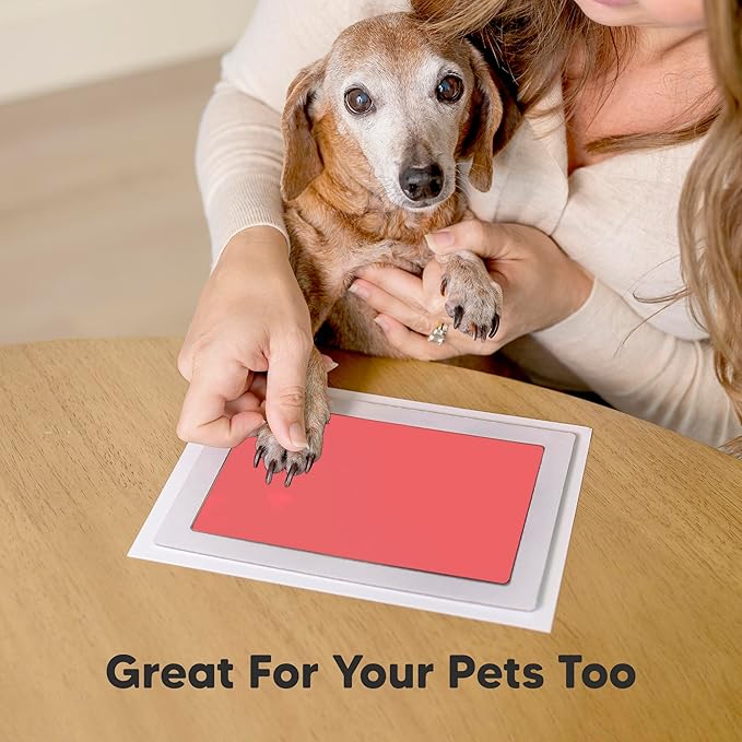 1-Pack Inkless Baby Hand and Footprint Kit - Mess Free Ink Pad for Newborn Keepsake, Dog Nose & Paw Print Kit, Clean Touch Ink Pad for Baby Hand & Footprints, Ideal New Mom Gifts (Candy Pink, J)-BubblyBeeBaby