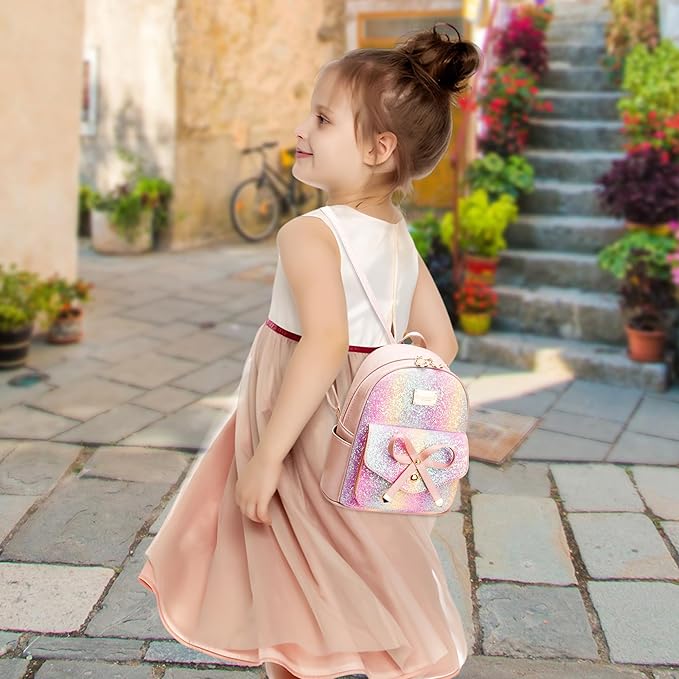 I IHAYNER Girls Bowknot Cute Leather Backpack Mini Backpack Purse for Women-BubblyBeeBaby
