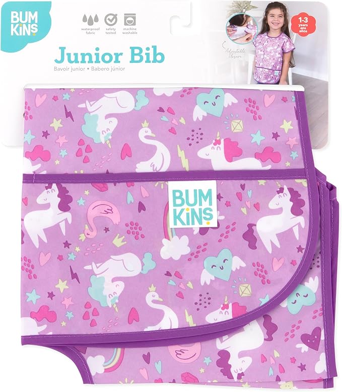 Bumkins Bibs - Toddler Bibs, Waterproof, Large for 1-3 Years, Short Sleeve-BubblyBeeBaby