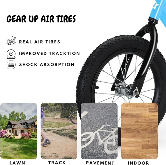 14 Inch Balance Bike for Kids 3-7 Year Old, Kids Bike with No Pedals, Air Rubber Tires, Adjustable Height, Pedalless Kids Bicycle for Boys, Girls-BubblyBeeBaby