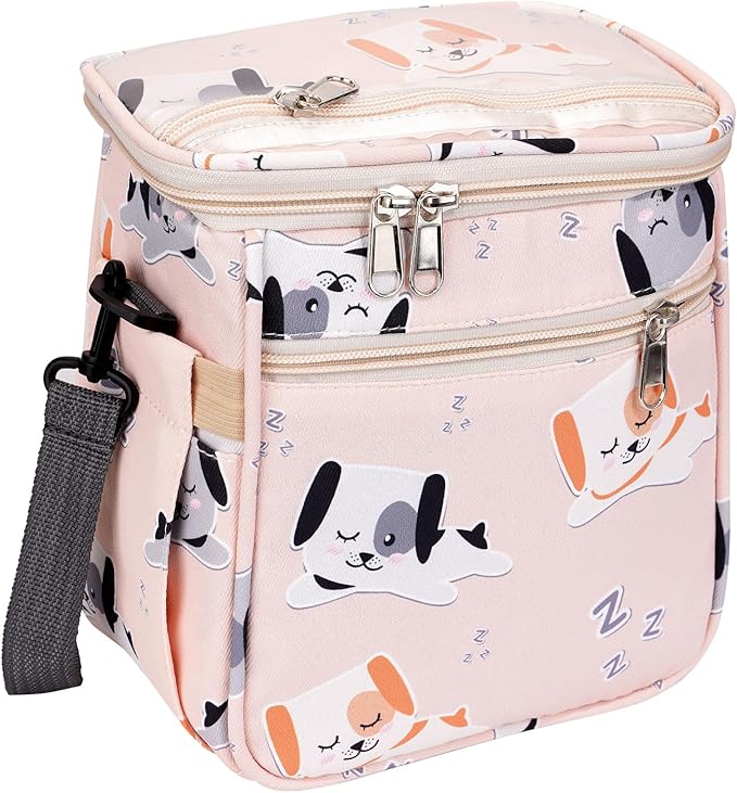 Baby Stroller Organizer Bag，Small Diaper Bag - Universal Stroller Organizer With Insulated Cup Holder,Pocket With Baby Wipes Dispenser，Adjustable Shoulder Strap(pink)-BubblyBeeBaby