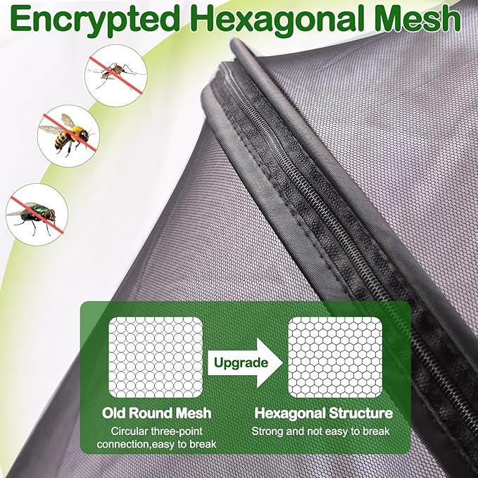 Baby Mosquito Net for Stroller Sun Shade, 2-in-1 Stroller Cover for Sun Protection with Two-Way Zipper and Storage Bag, Breathable Strollers Bug Net Suitable for Bassinet, Cradle, Car Seat – Black-BubblyBeeBaby