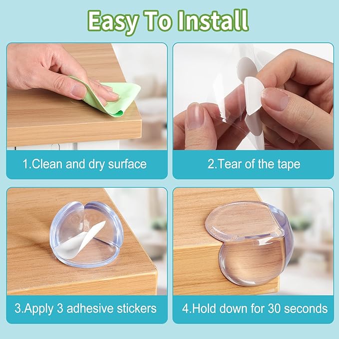 18 Pack Corner Protector for Baby: Baby Proofing Safety Corner Clear Furniture Tablet Corner Protection| Protectors Guards, Furniture Corner Guard Baby Proof Bumper & Cushion to Cover Sharp Furniture-BubblyBeeBaby