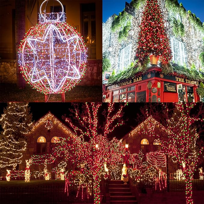 HOME LIGHTING 66ft Christmas Decorative Mini Lights, 200 LED Green Wire Fairy Starry String Lights Plug in, 8 Lighting Modes, for Indoor Outdoor Xmas Tree Wedding Party Decoration (Red & Green)-BubblyBeeBaby