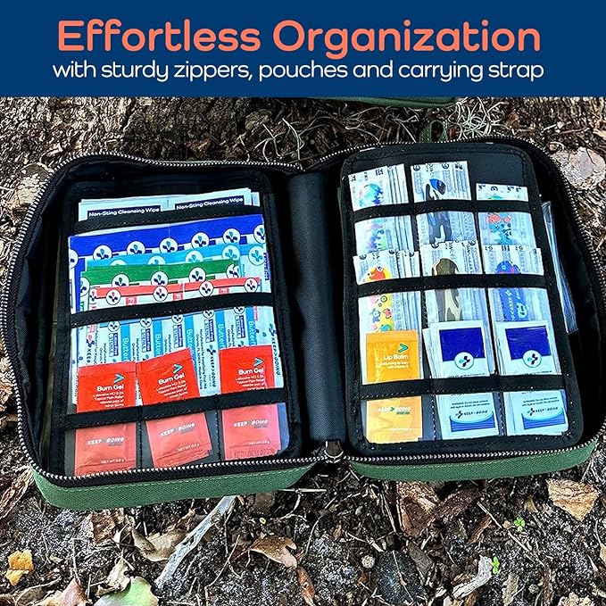 KeepGoing Large Home First Aid Kit for Kids – 270 Pc. for Car, Home, Dorm, & Boat with Latex-Free Bandages – 10 x 7 x 3.5 in. Travel First Aid Kit (Hunter Green)-BubblyBeeBaby