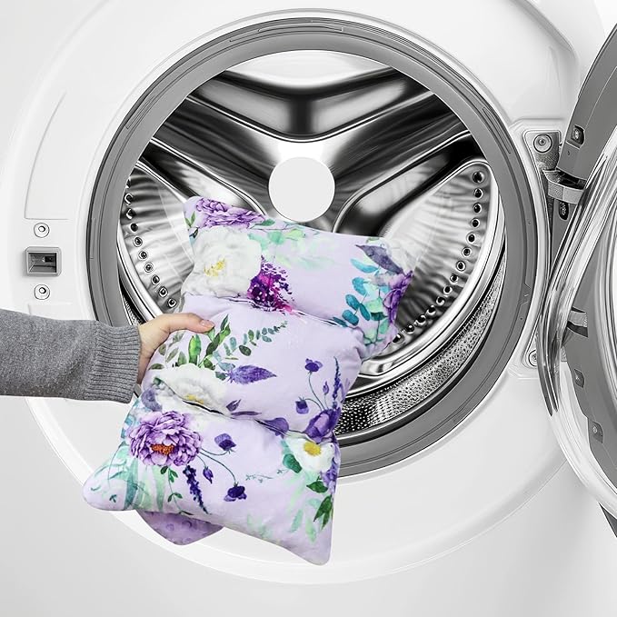 Infant Car Seat Insert and Strap Covers, Very Soft Car Seat Head Support Baby Girl Boy, Reversible Newborn Carseat Insert Cushion Fits for Stroller, Baby Swing, Bouncer (Purple Floral)-BubblyBeeBaby