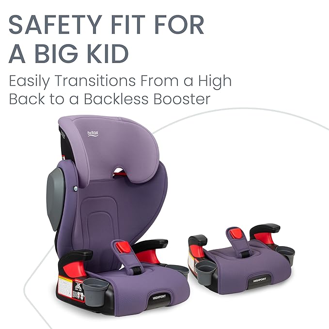 Britax Highpoint Backless Belt-Positioning Booster Seat, SafeWash Purple Ombre-BubblyBeeBaby