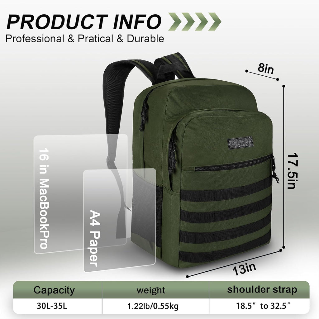 Wrangler Tradesman Backpack, Water Resistant Casual Daypack for Travel Work School, Unisex Laptop Backpack with Notebook Sleeve