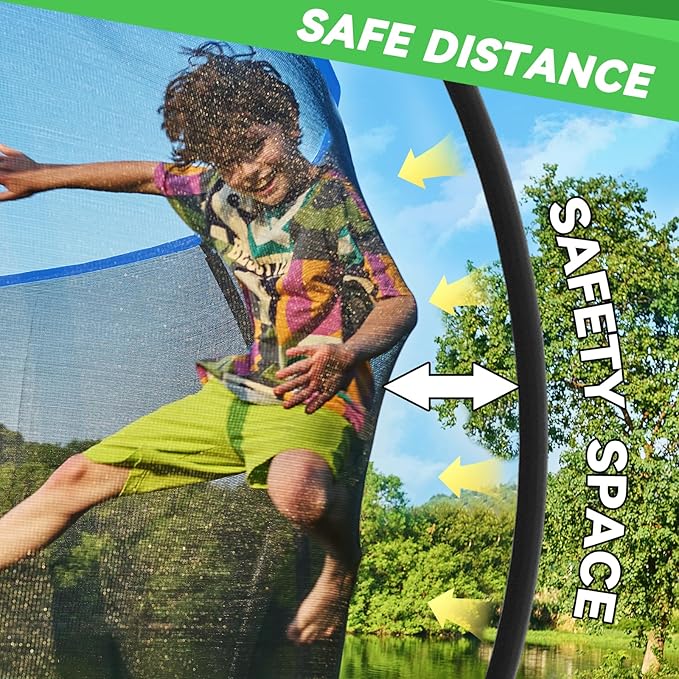14FT 12FT 10FT 16FT Trampoline with Safety Enclosure, Anti-Rust Coating – ASTM Certified, Heavy-Duty Outdoor Trampoline with Ladder – for Kids & Adults-BubblyBeeBaby