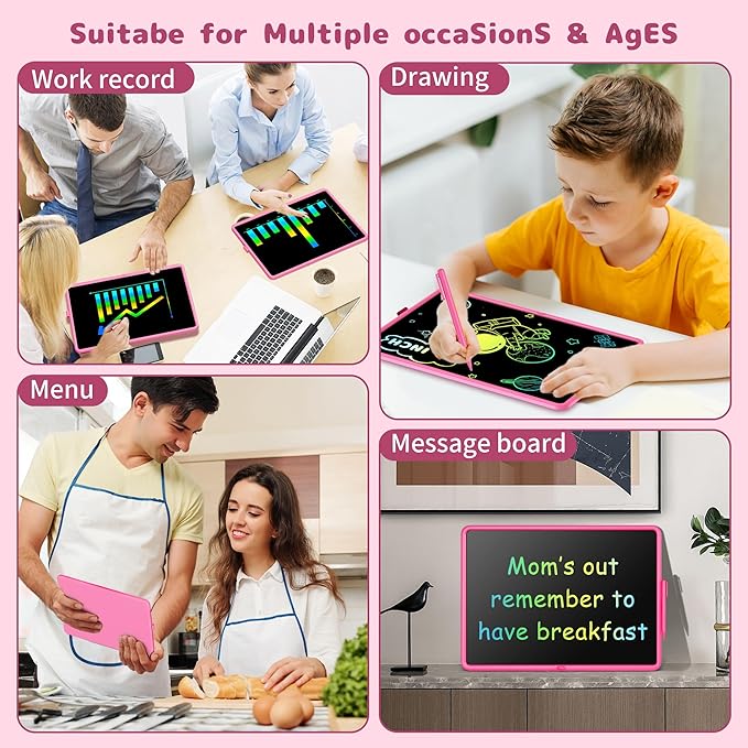 20 Inch LCD Writing Tablet for Kids, Children's Art Toys, Educational and Learning Drawing Kits, Birthday and Christmas Gifts for Boys and Girs Aged 3-12+, Pink-BubblyBeeBaby