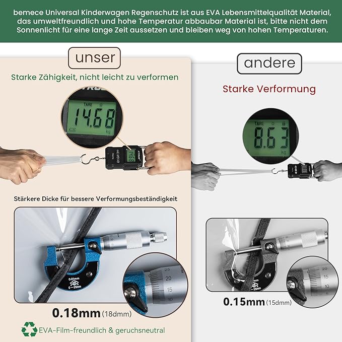 Bemece Stroller Rain Cover, Universal Stroller - Waterproof Windproof Travel Weather Shield Thick & Durable Protect from Dust and Snow with Breathable Ventilation Mesh Clear Visibility-BubblyBeeBaby