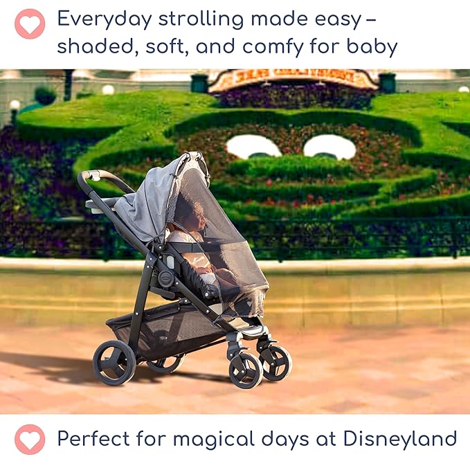 Stroller Sun Shade - Universal UV Protection Cover for Strollers Sunshade with See Through, Clip-On Sun Blocker, Sun Shield for Baby, Breathable Adjustable Fit, Full Coverage, Large-BubblyBeeBaby