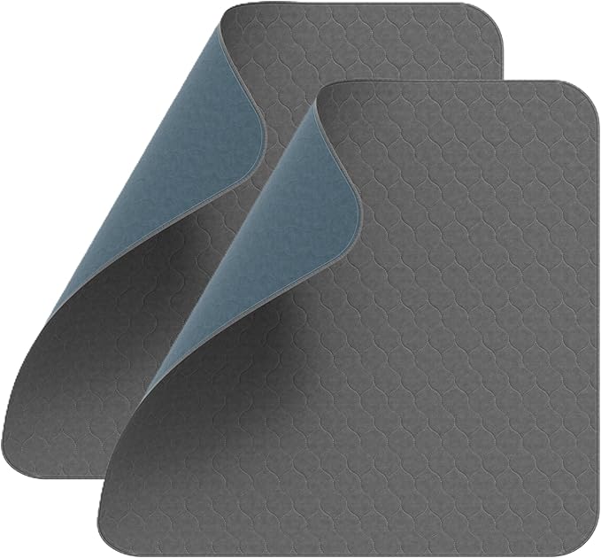 Inspire Underpads | Stain Hiding Gray Reusable Incontinence Bed Pads | Waterproof Mattress Pad | for Adults Babies and Dogs (34 X 36 - 2 Pack)-BubblyBeeBaby