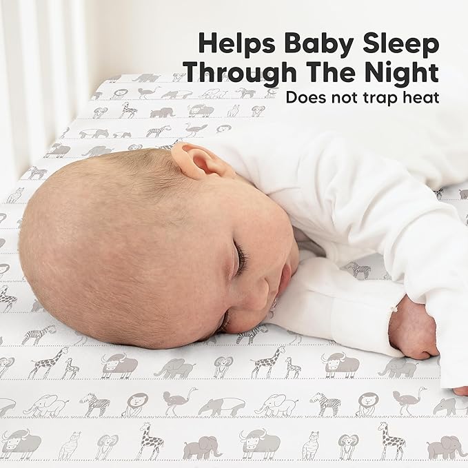 KeaBabies 2-Pack Organic Crib Sheets for Boys, Girls - 52x28 Fitted Crib Mattress Sheet Neutral, Breathable Jersey Cotton Cover for Baby Bed, Toddler Mattress, Soft & Cute Prints (Savannah)-BubblyBeeBaby