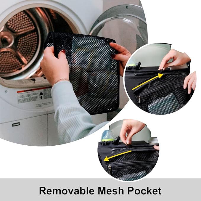 TOPDesign Universal Baby Stroller Organizer, Double Stroller Caddy with Detachable Mesh Bag & Heightened Insulated Cup Holders & Non-Slip Secure Hooks Accessories, Fits Most Strollers (Blue)-BubblyBeeBaby