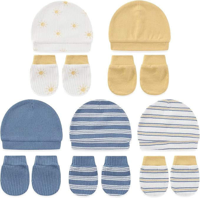 Cute Baby Girl Hats Mittens Set 10-Pack New Born Boy Caps Gloves Suit 0-6 Months Infant Accessories-BubblyBeeBaby