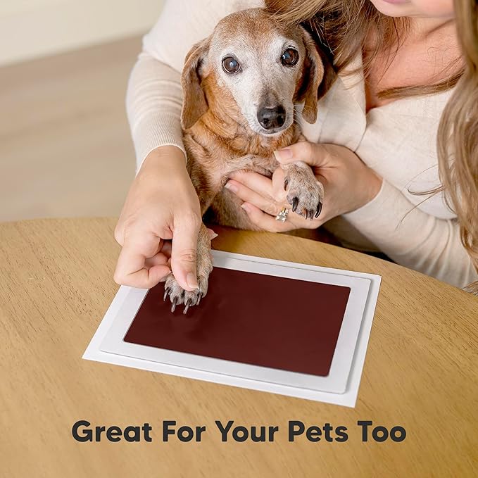 1-Pack Inkless Baby Hand and Footprint Kit - Mess Free Ink Pad for Newborn Keepsake, Dog Nose & Paw Print Kit, Clean Touch Ink Pad for Baby Hand & Footprints, Ideal New Mom Gifts(Auburn, Jumbo)-BubblyBeeBaby