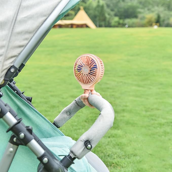 HomeLifairy Portable Stroller Fan, USB or Rechargeable Battery Operated with 3 Speeds and 360°Rotate, Cooling Clip On for Baby Crib Travel Car Seat Pink-BubblyBeeBaby