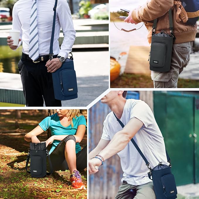 Insulated Water Bottle Carrier Bag with Strap Phone Pocket for 25/32/40/64 oz Tumbler Cup, Water Bottle Holder-BubblyBeeBaby