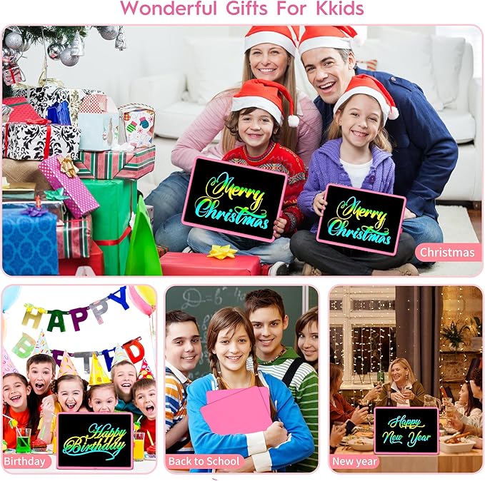 20 Inch LCD Writing Tablet for Kids, Children's Art Toys, Educational and Learning Drawing Kits, Birthday and Christmas Gifts for Boys and Girs Aged 3-12+, Pink-BubblyBeeBaby