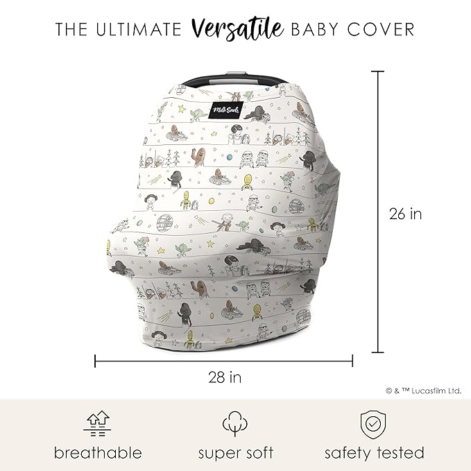 Milk Snob Original Star Wars 5-in-1 Cover, Precious Padawans, Privacy for Breastfeeding, Baby Car Seat, Carrier, Stroller, High Chair, Shopping Cart, Lounger Canopy - Newborn Essentials, Nursing Top-BubblyBeeBaby