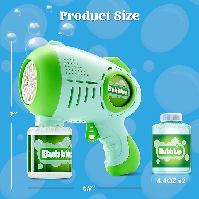 JOYIN 2 Kids Bubble Guns with 4 Bottles Solution, Automatic Bubble Machine Gun with 8 Holes for Kids, Adults, Summer Toys, Easter Basket Stuffers, Birthday Gift, Party Favors-BubblyBeeBaby