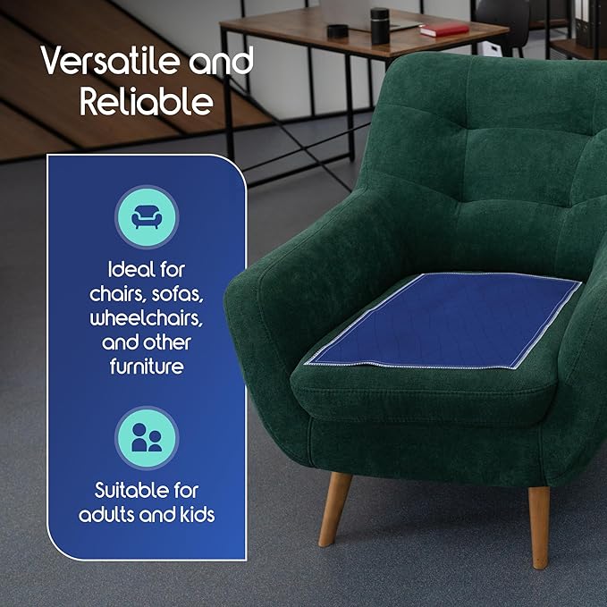 Inspire Waterproof Chair Pad, Dark Colored to Hide Stains, 18 x 24 – Quilted, for Incontinence Washable, for Adults and Kids Reusable Underpad-BubblyBeeBaby