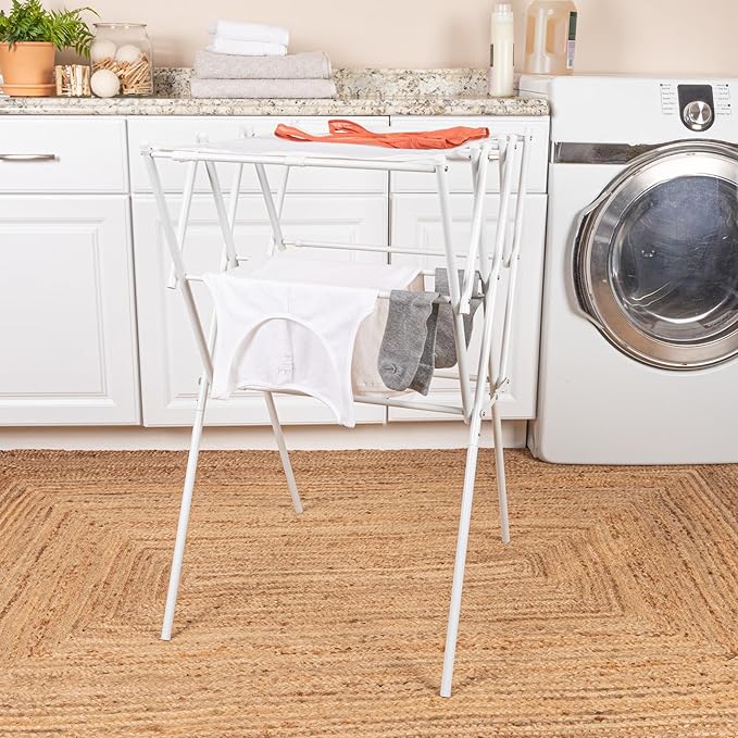 Household Essentials Clothes Drying Rack, Foldable, Expandable and Collapsible Laundry Drying Rack, White-BubblyBeeBaby
