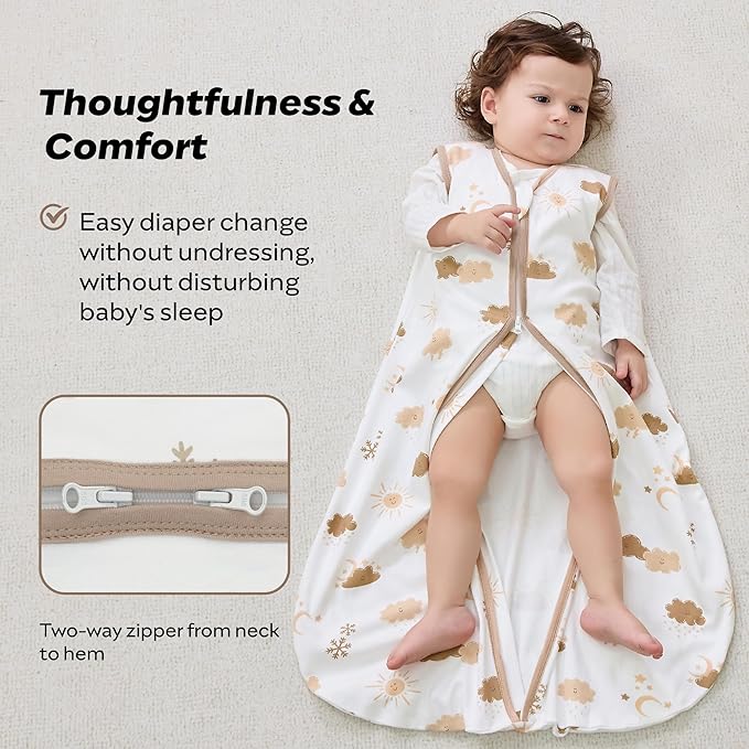 JELLYMONI Baby Sleep Sack 12-18 Months Wearable Blanket for Baby, 100% Cotton 2 Pack Infant Toddler Sleeping Sack Lightweight Soft 2-Way Zipper Sleepsack-BubblyBeeBaby