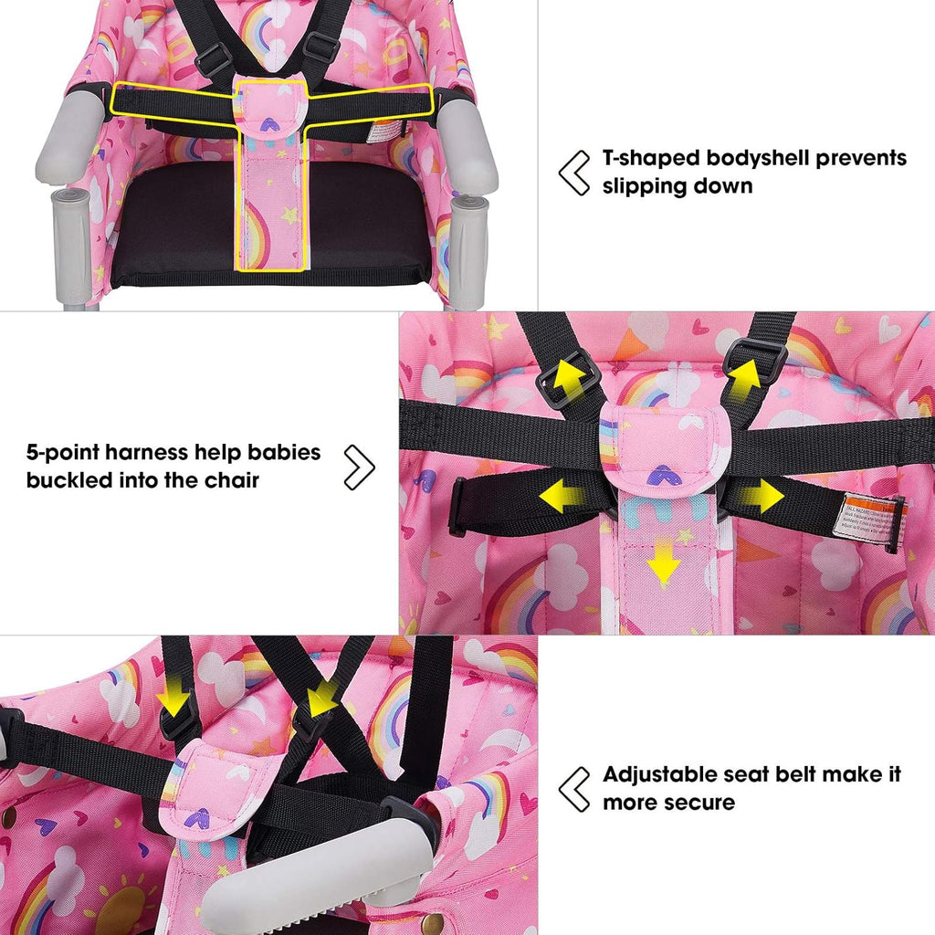 Hook On Chair, VEEYOO Clip On High Chair Folding Fast Table Chair with Storage Bag, Portable Baby Feeding Seat Attach to Table for Home and Travel